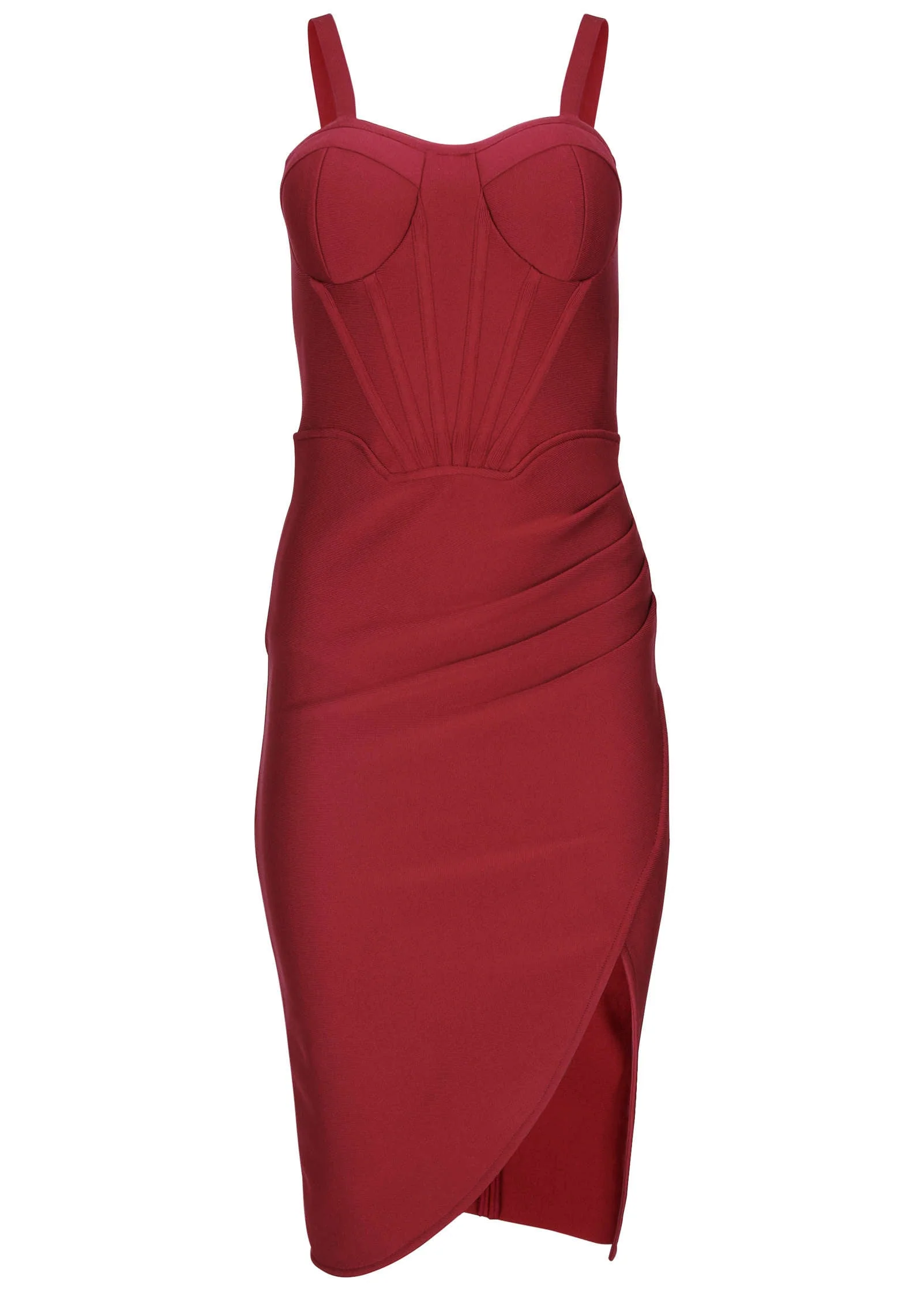 Side Slit Bandage Dress - Dark Red - Image 4