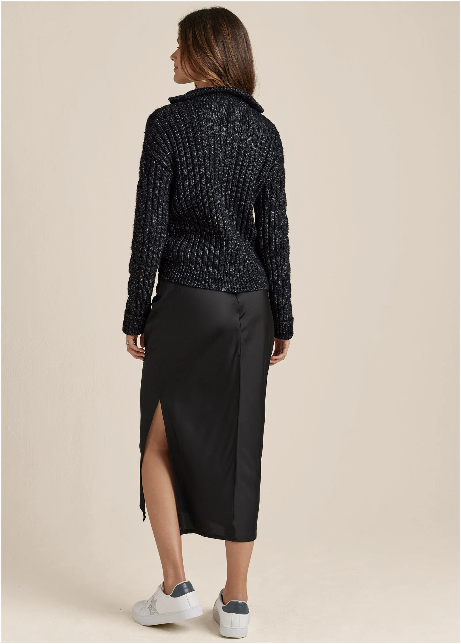 Quarter Zip Sweater - Black - Image 3