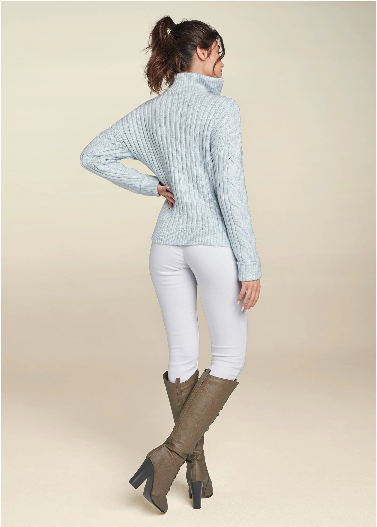 Quarter Zip Sweater - Heathered Blue - Image 3