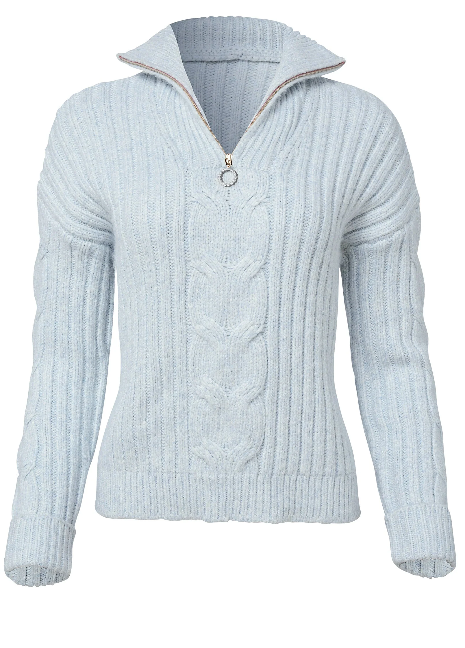 Quarter Zip Sweater - Heathered Blue - Image 4
