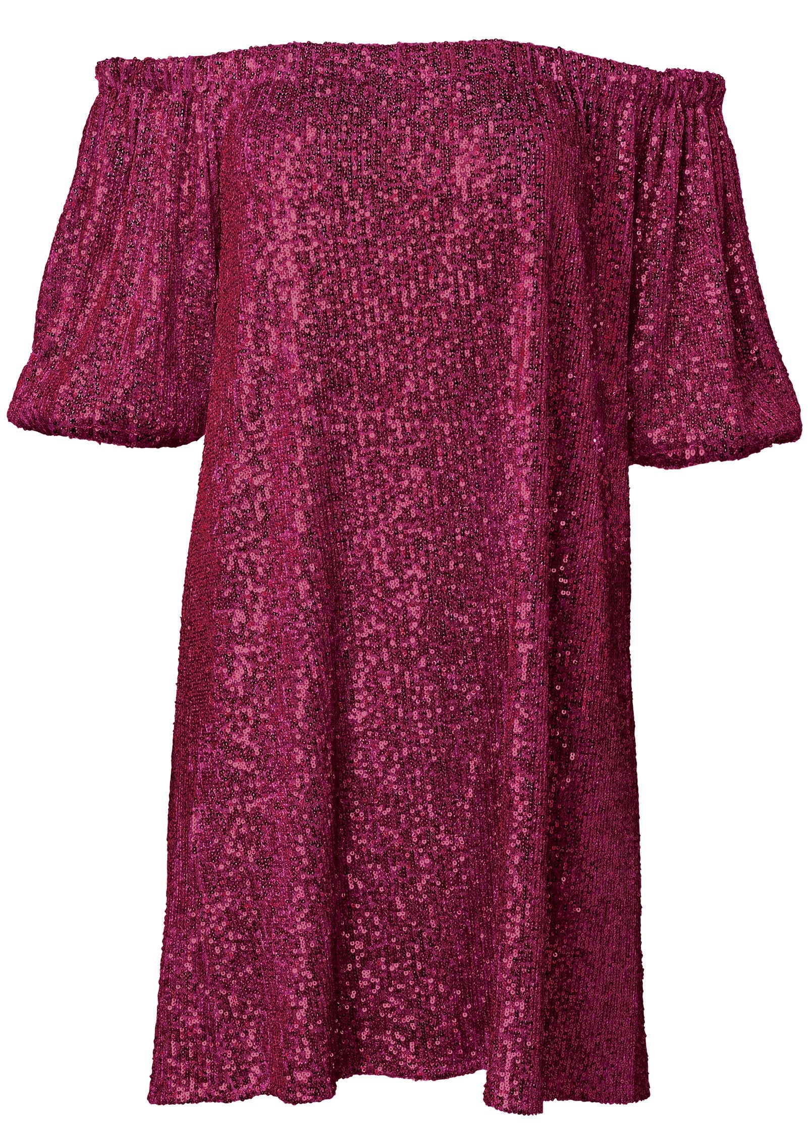 Sequin Off-The-Shoulder Dress - Red - Image 6