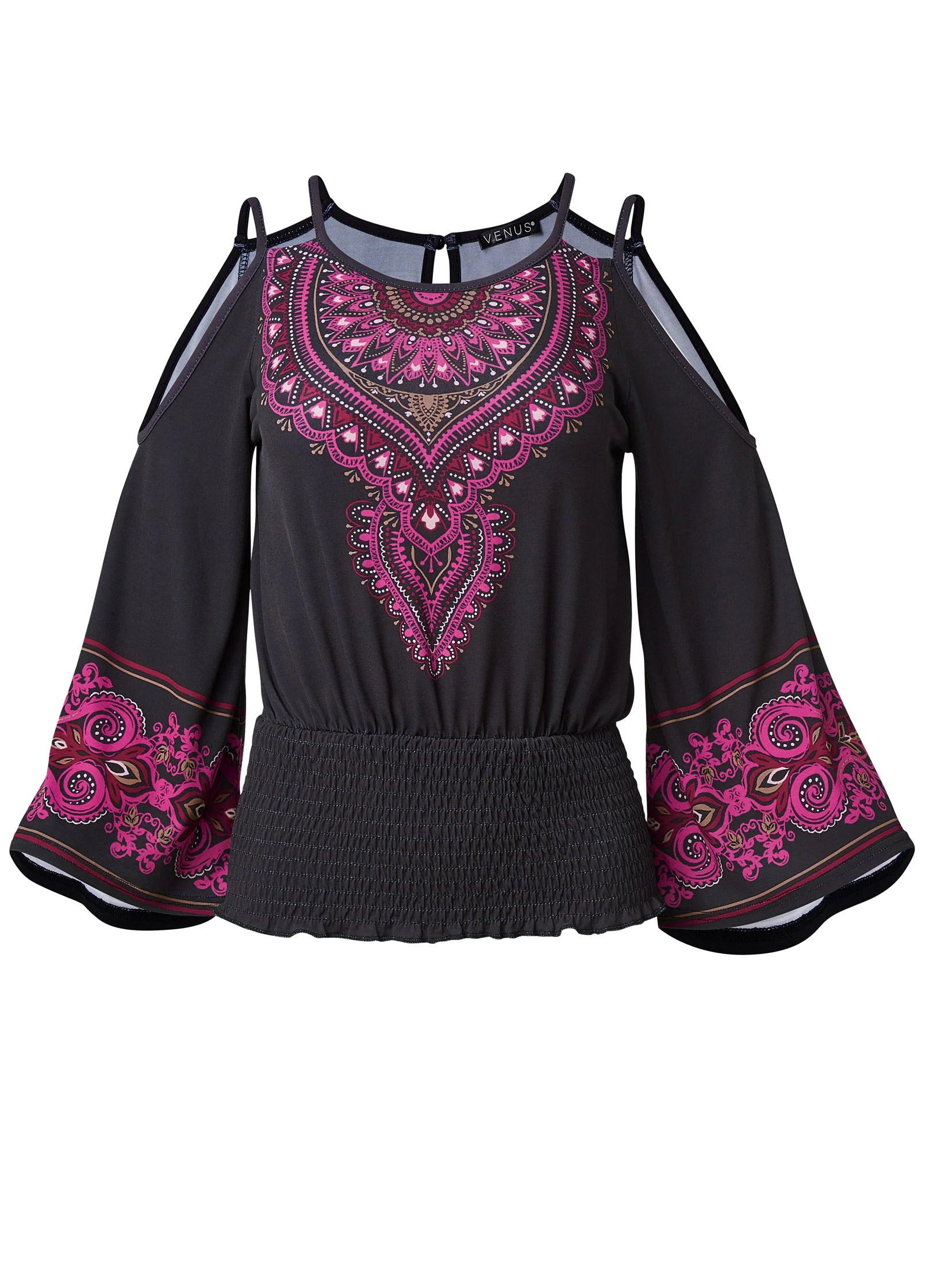 Moroccan Paisley Top - Black & Fuchsia - Image 6