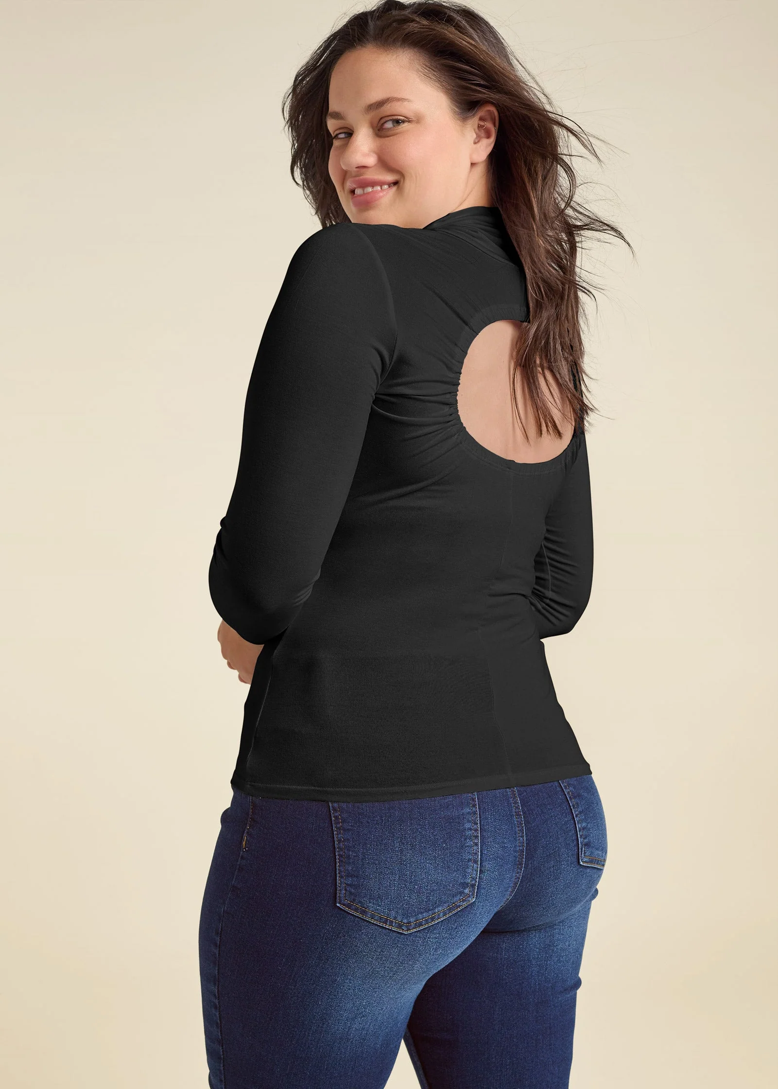 Back Cut-Out Casual Top - Black - Image 7