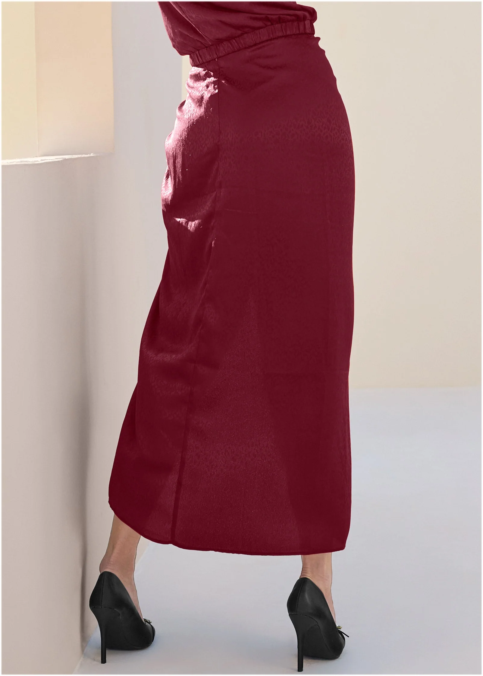 Jacquard Skirt - Dark Red - Image 3