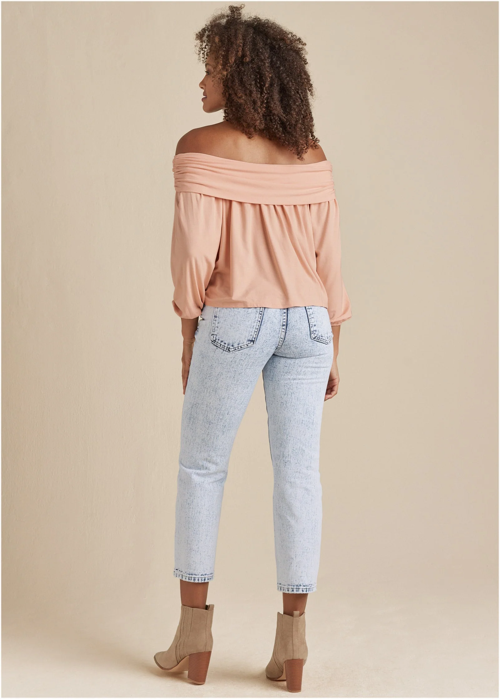 Off-Shoulder Knit Top - Peach Blush - Image 3