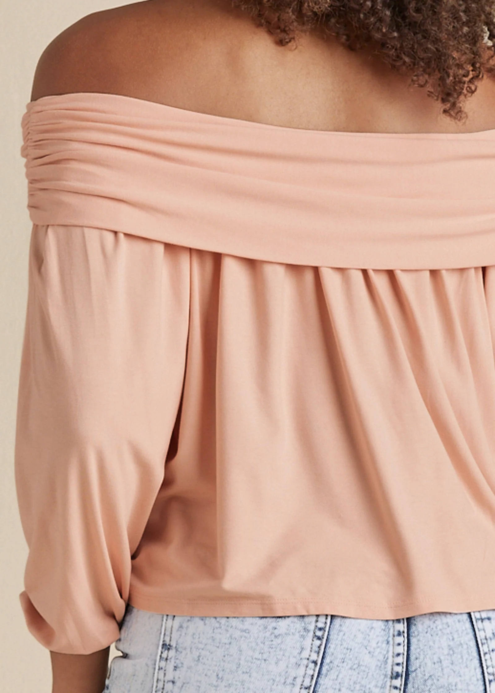 Off-Shoulder Knit Top - Peach Blush - Image 5