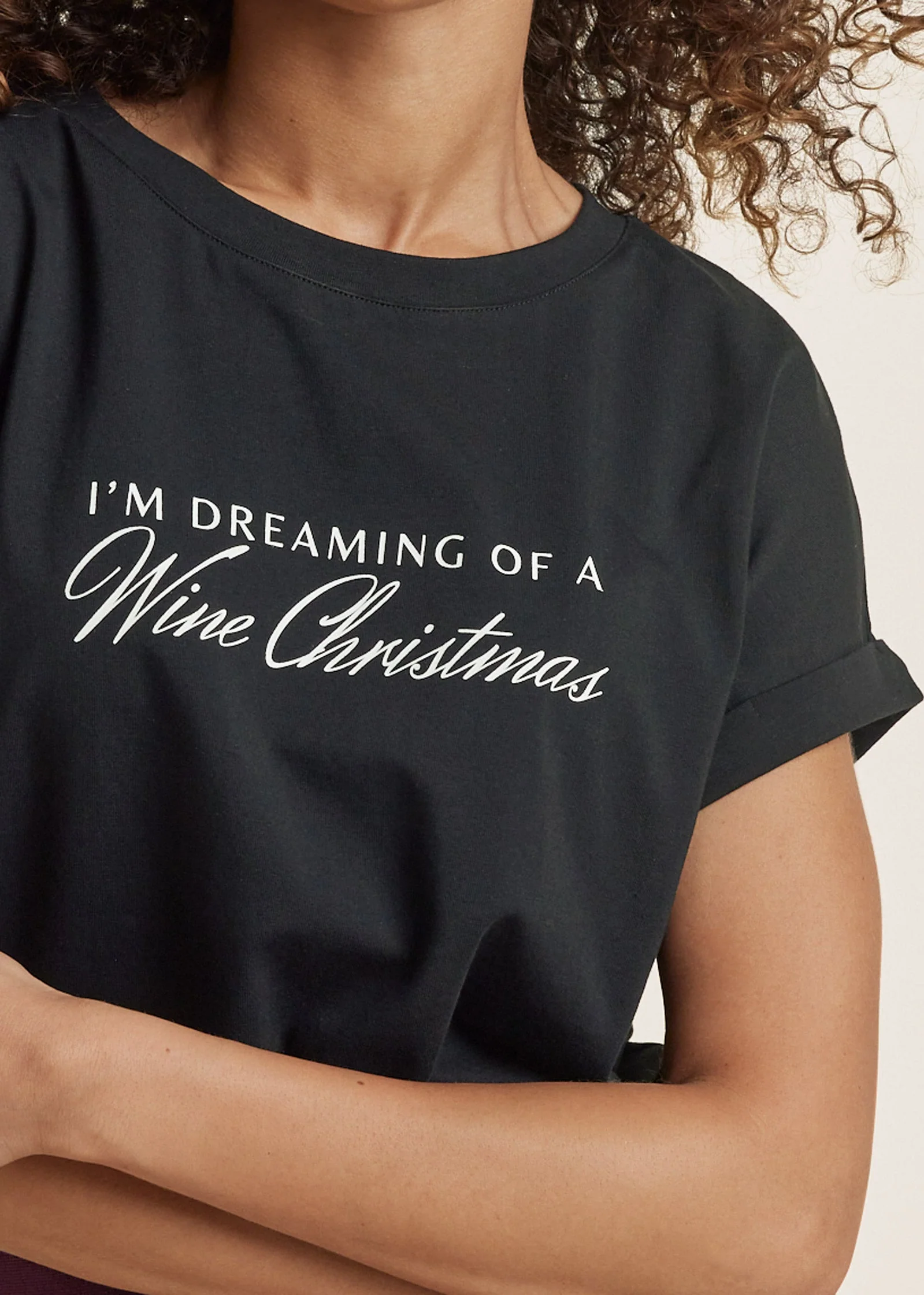 Wine Christmas Graphic Tee - Jet Black - Image 3