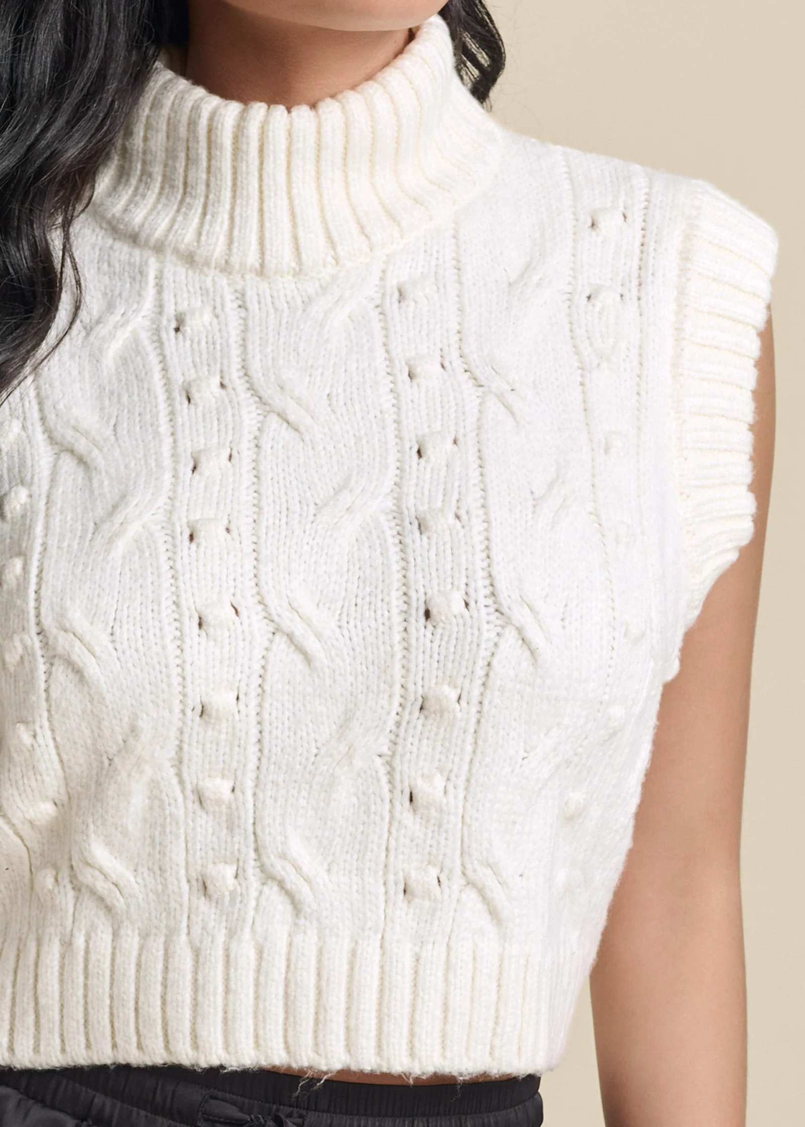 Cable Knit Sweater - Cloud Dancer - Image 4