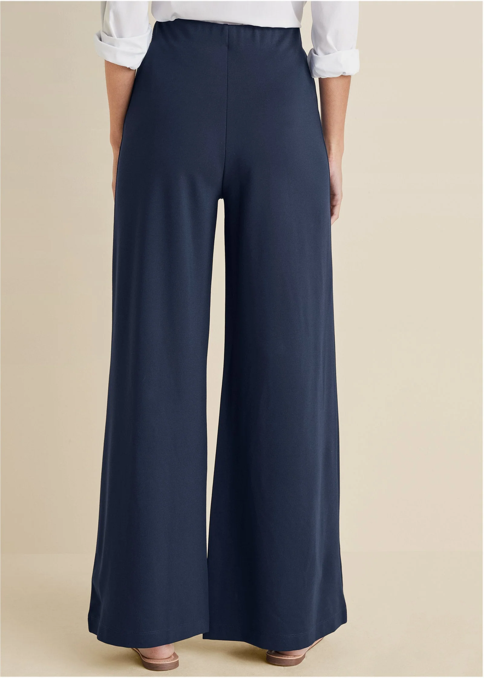 Smoothing Ponte Wide-Leg Pants - Navy - Image 4