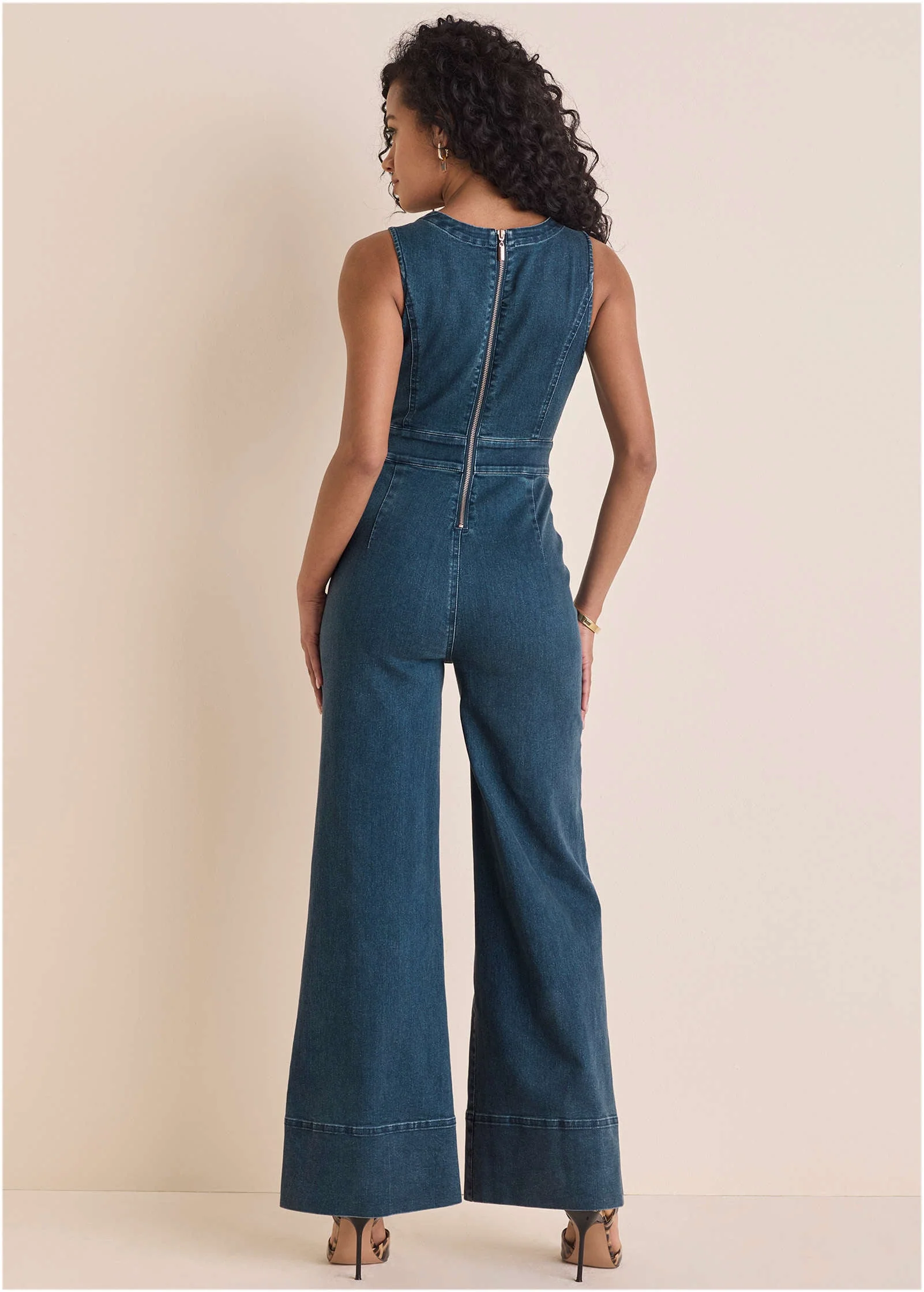 Stretch Denim Jumpsuit - Medium Wash - Image 3