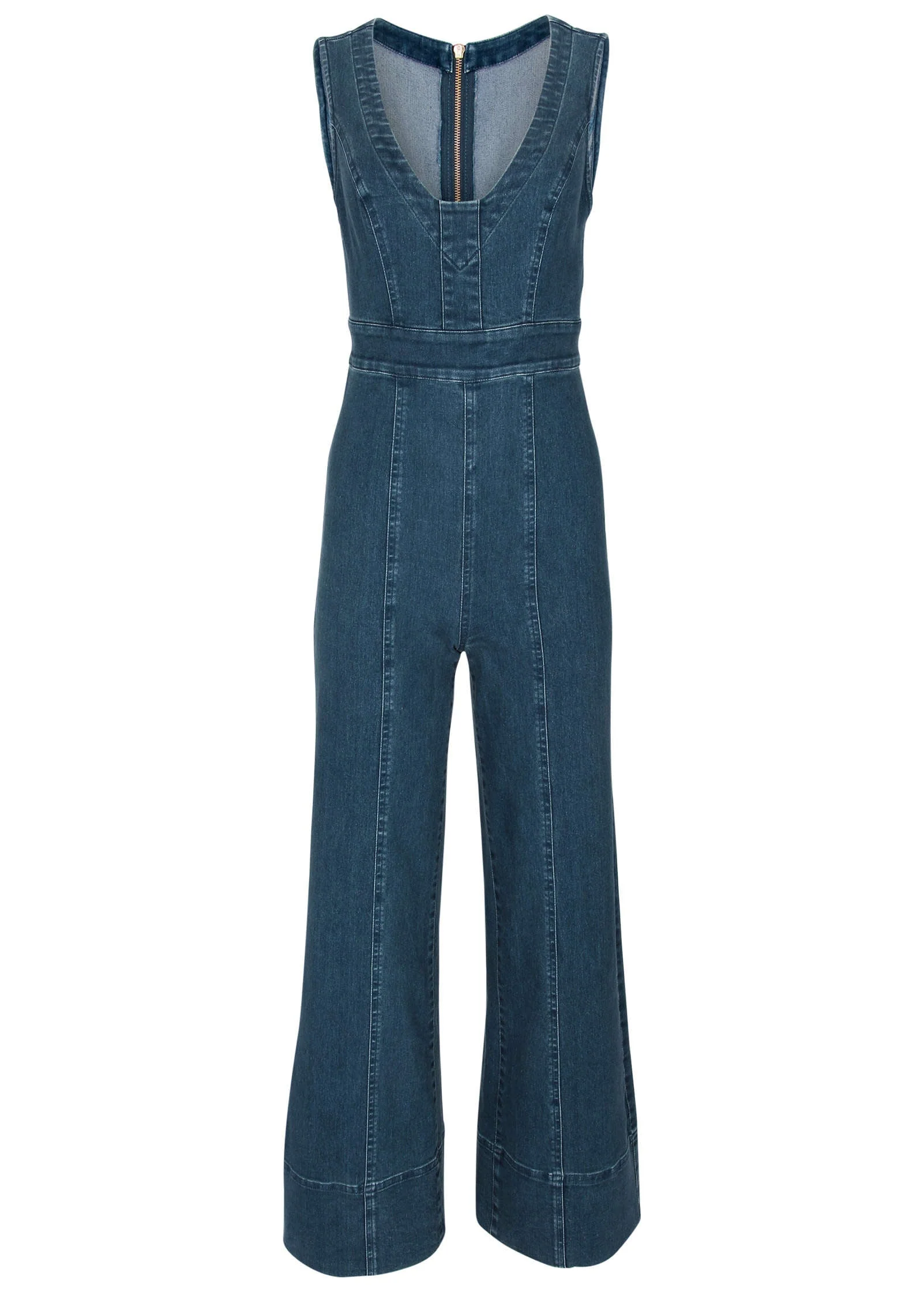 Stretch Denim Jumpsuit - Medium Wash - Image 4