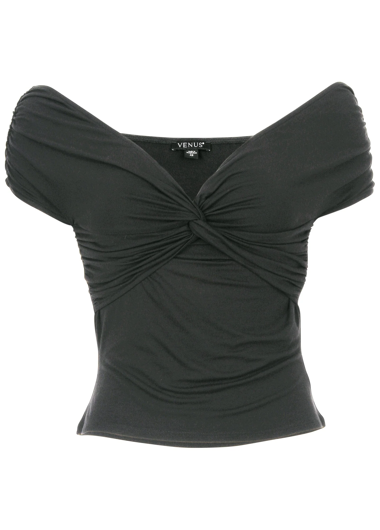 Twist Off-The-Shoulder Top - Jet Black - Image 3