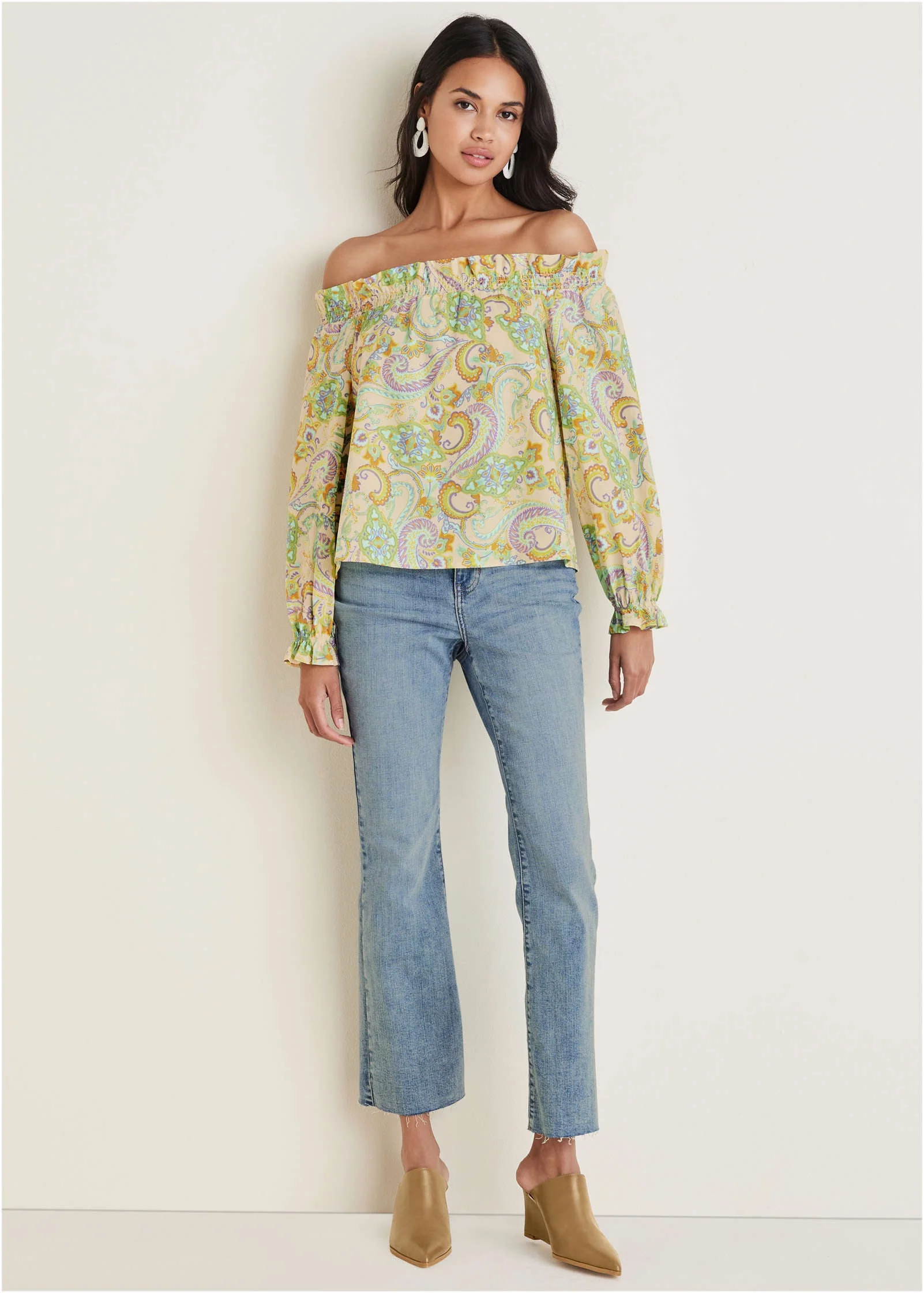Off-The-Shoulder Top - Candied Shortbread Paisley - Image 3