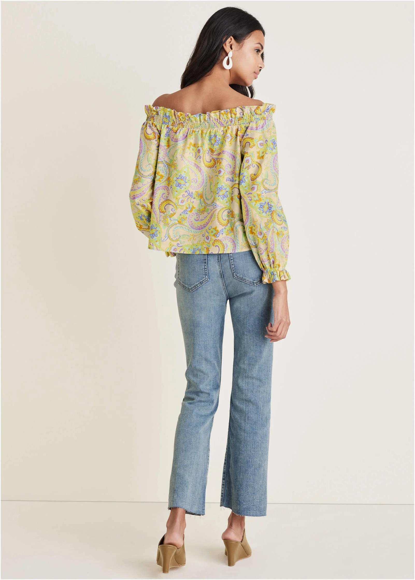 Off-The-Shoulder Top - Candied Shortbread Paisley - Image 4