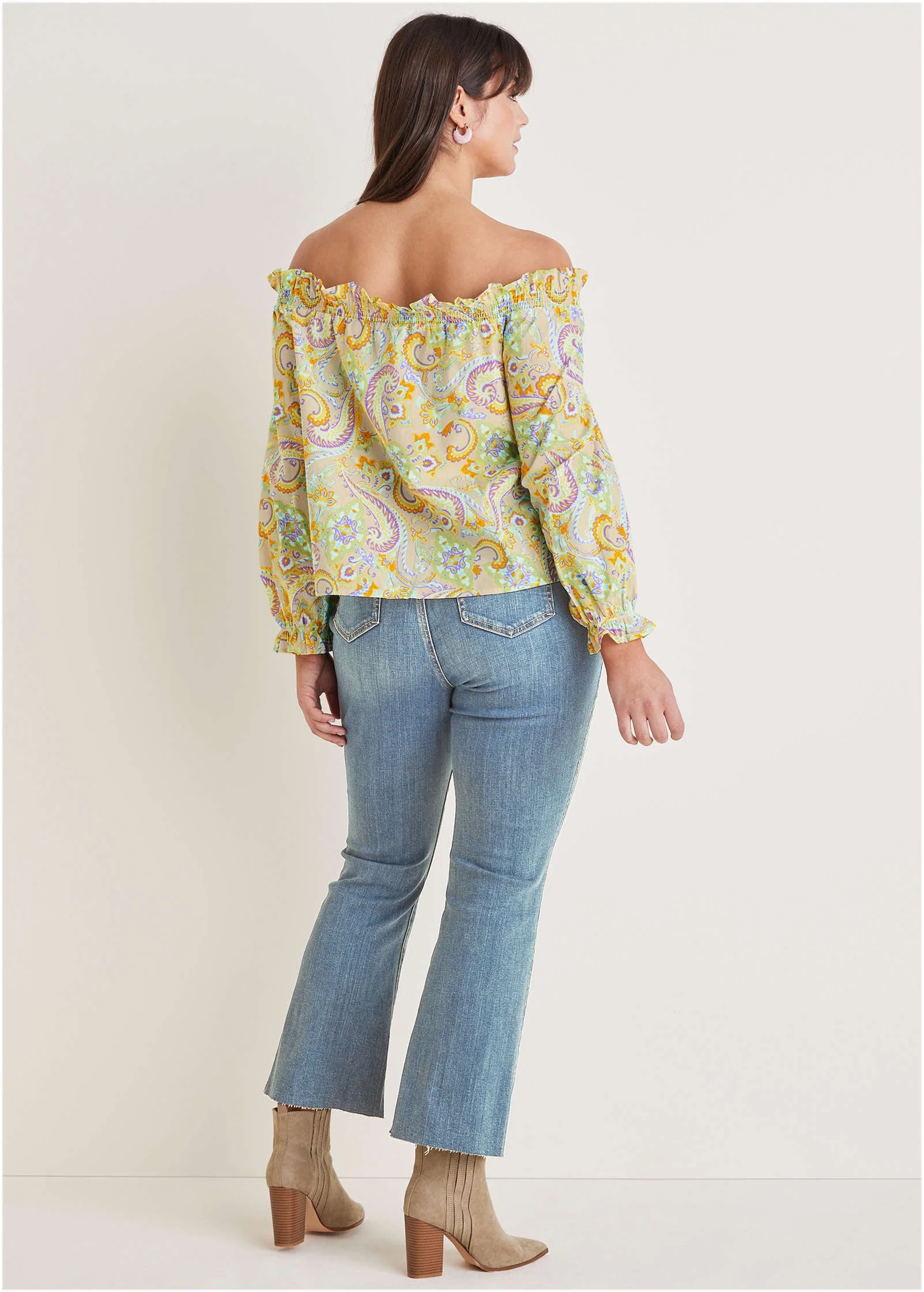 Off-The-Shoulder Top - Candied Shortbread Paisley - Image 7