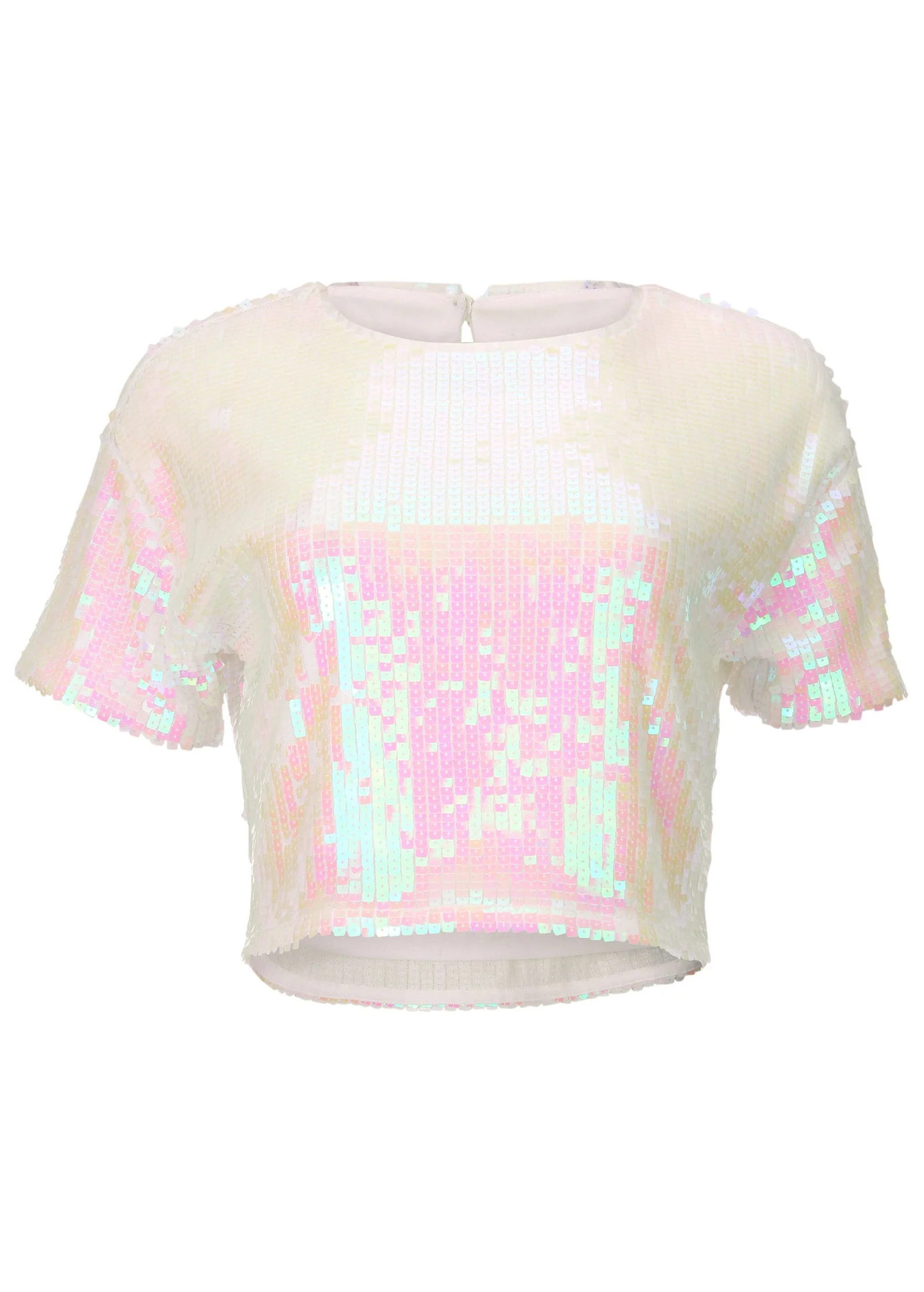 Stretch Sequin Top - Pearl White - Image 4