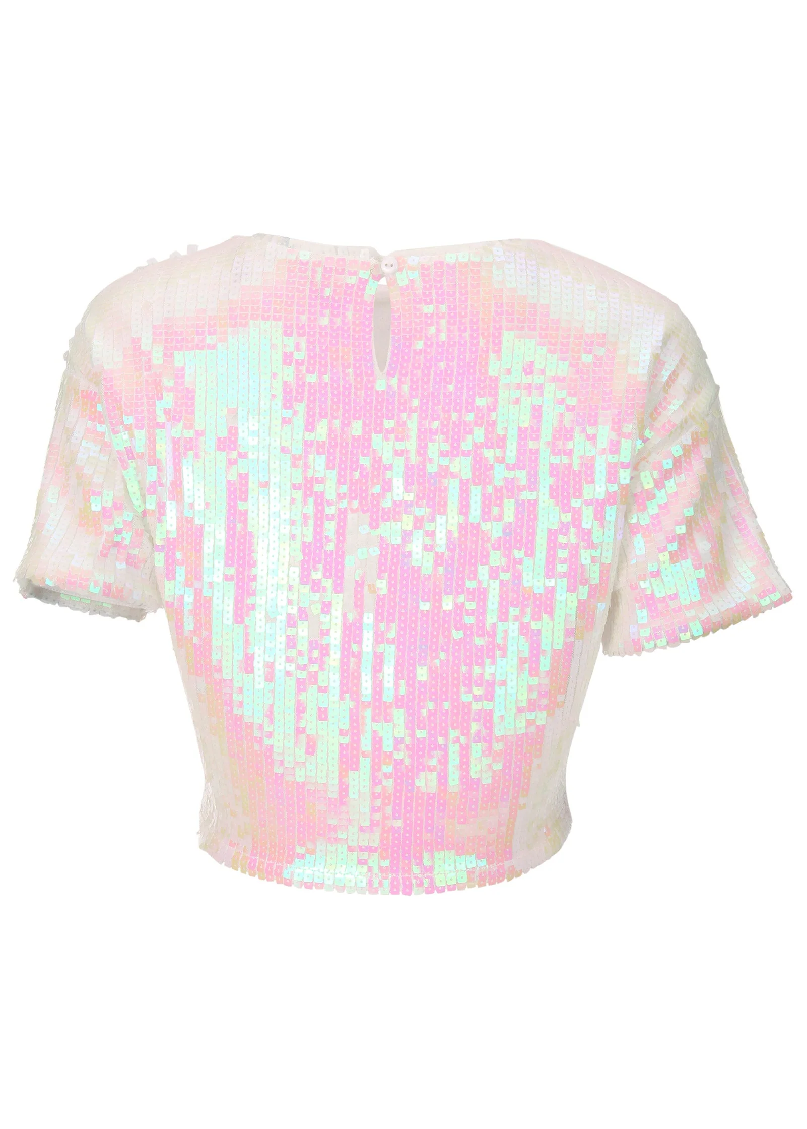 Stretch Sequin Top - Pearl White - Image 5