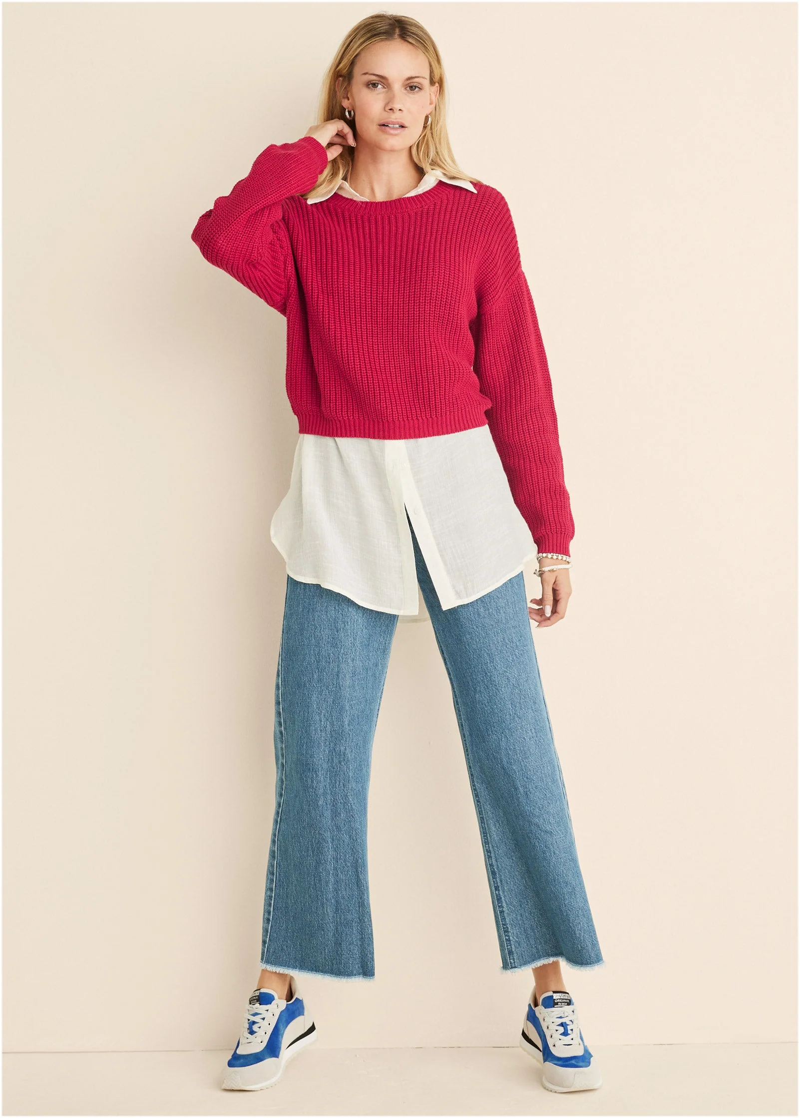 Slub Crew Sweater - Red - Image 3