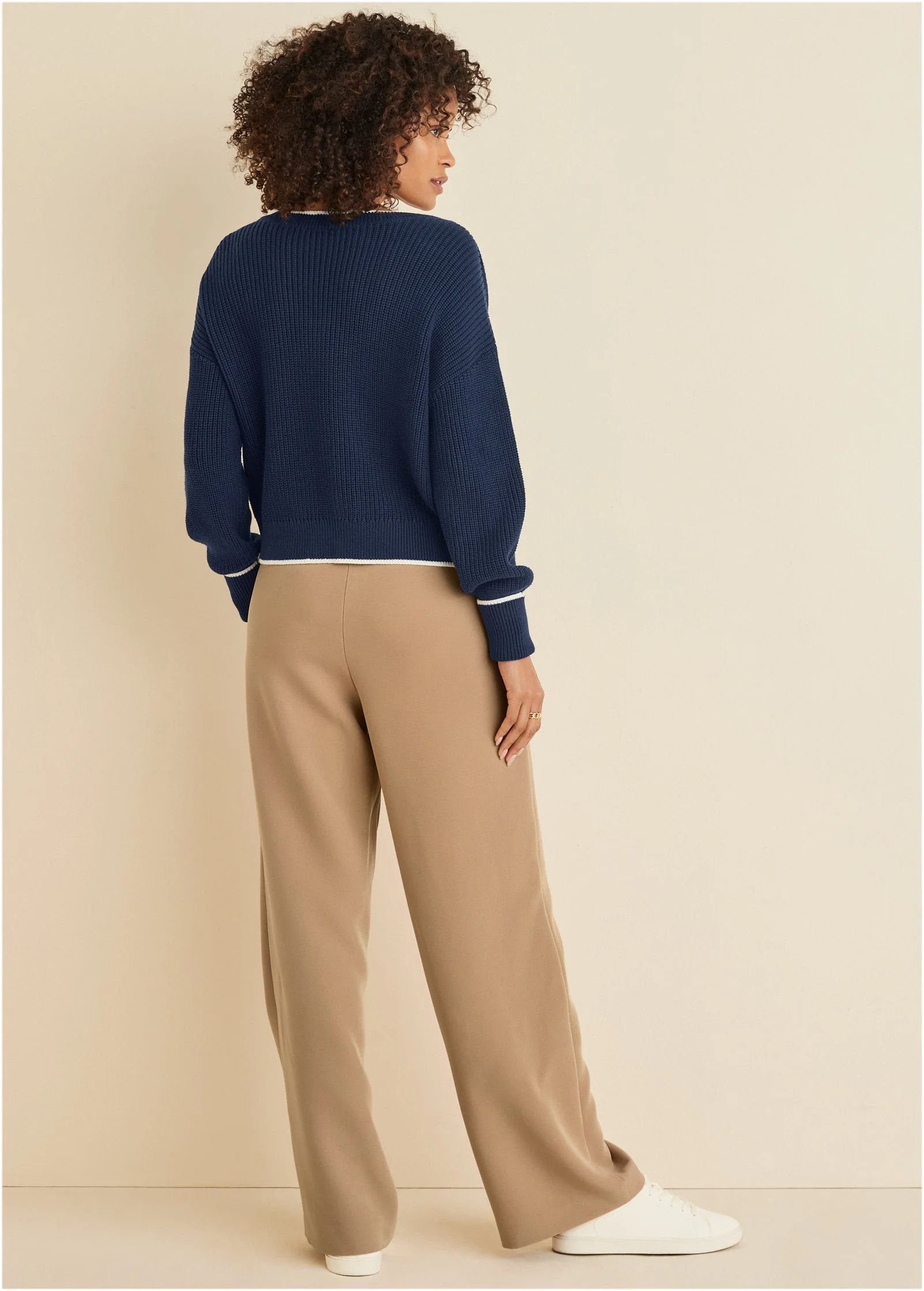 Anchor V-Neck Sweater - Navy & White - Image 3