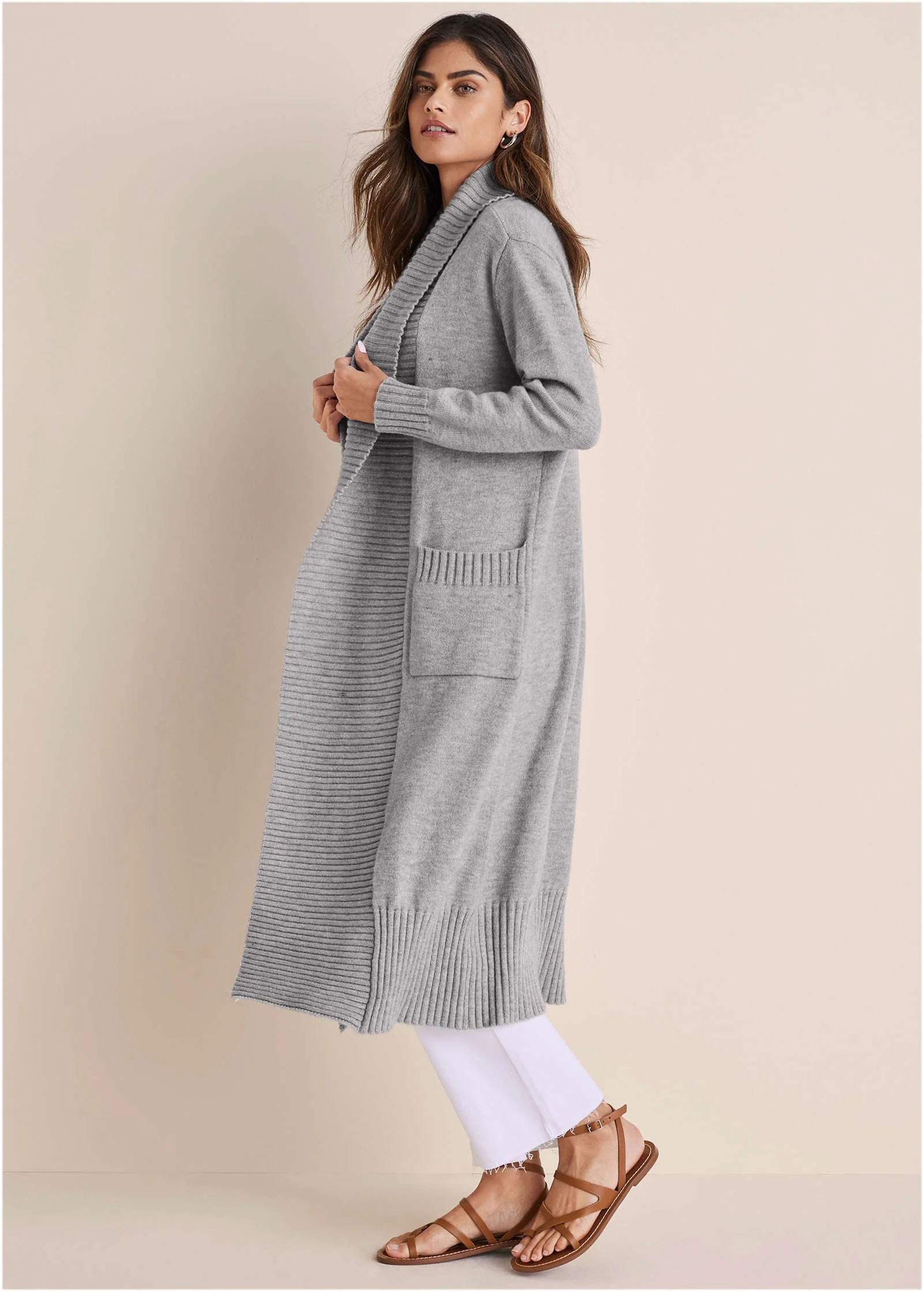 Cardigan Duster - Medium Heather Grey - Image 3