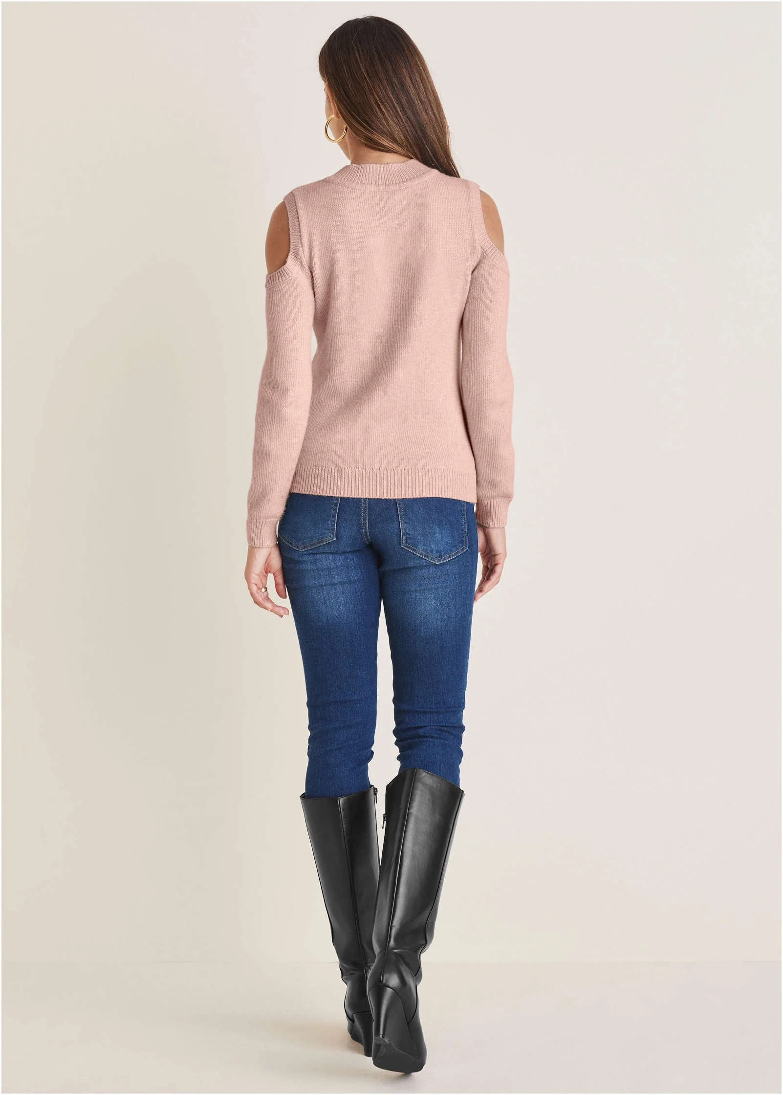 Cable Cold Shoulder Sweater - Evening Sand - Image 3