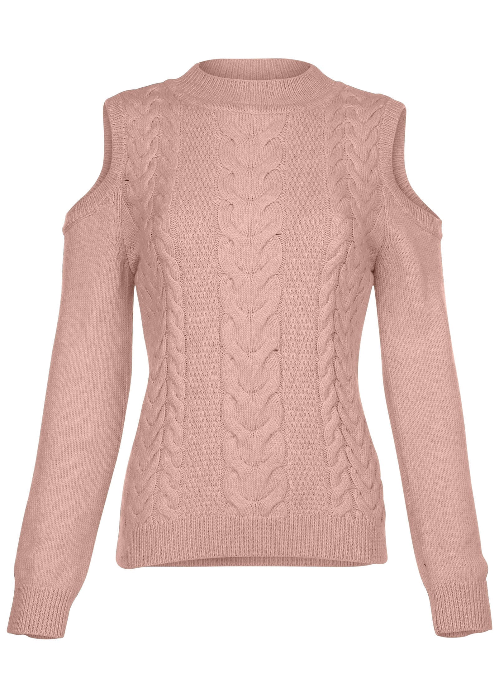 Cable Cold Shoulder Sweater - Evening Sand - Image 4