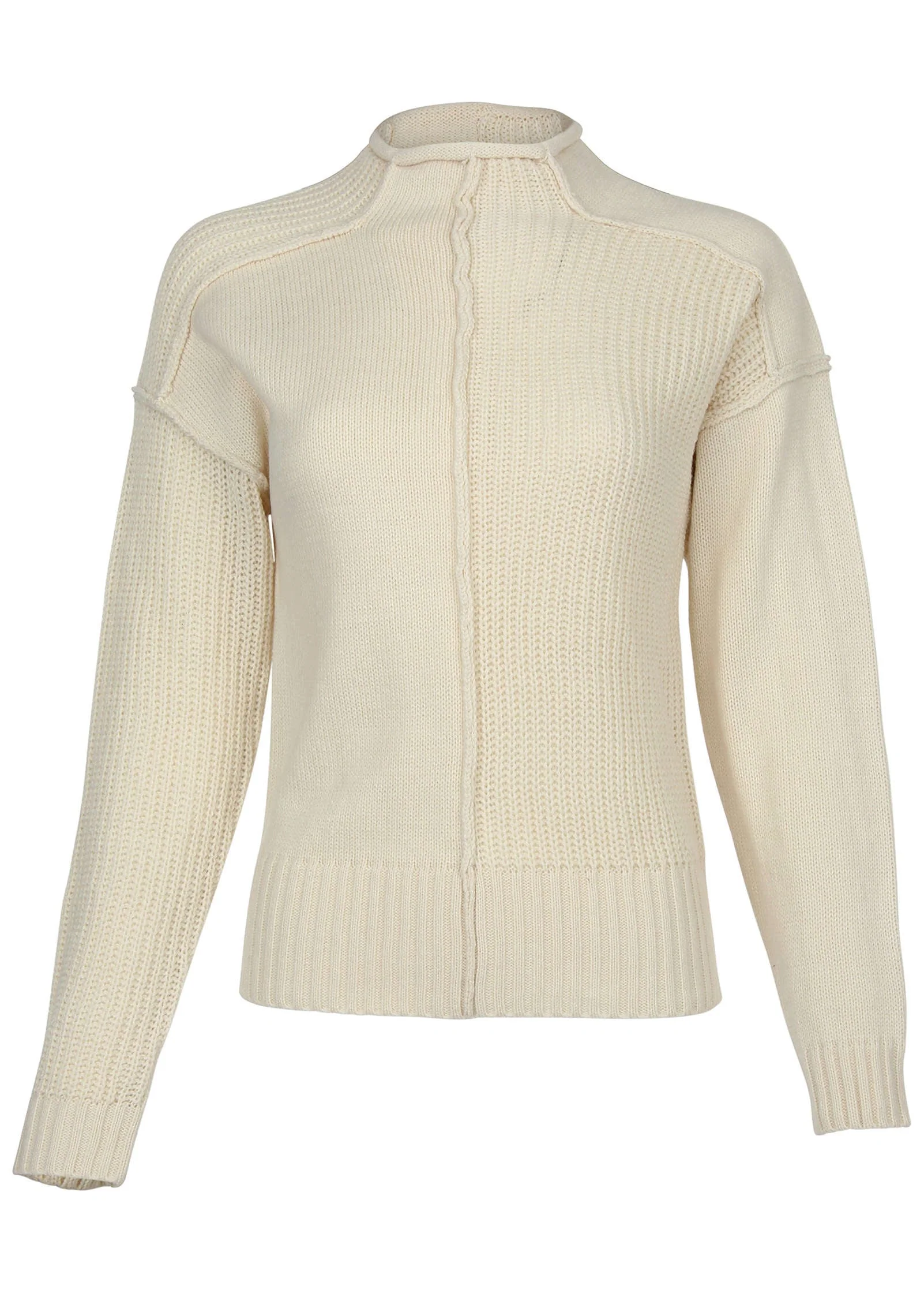 Mock Neck Knit Sweater  - Off White - Image 6