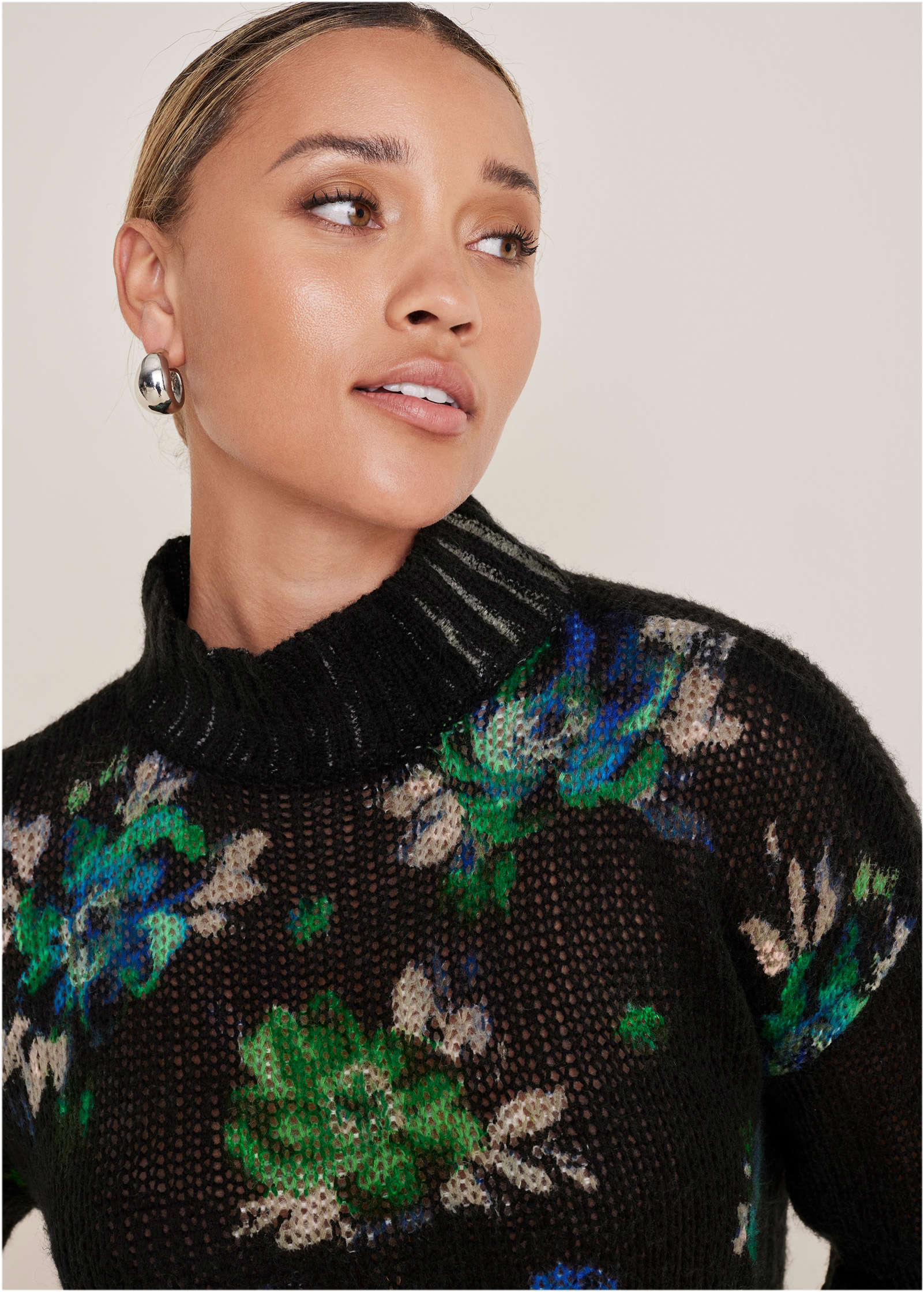 Printed Turtleneck Sweater - Midnight Garden - Image 4