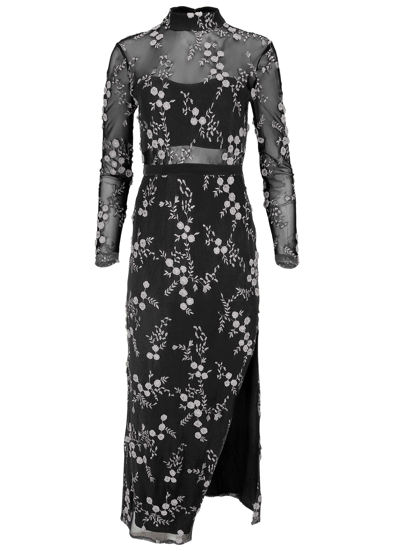Embroidered Floral Maxi - Jet Black - Image 4