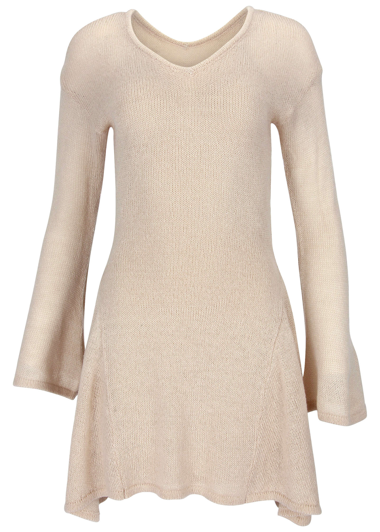 Bell Sleeve Sweater Dress - Oatmeal - Image 4