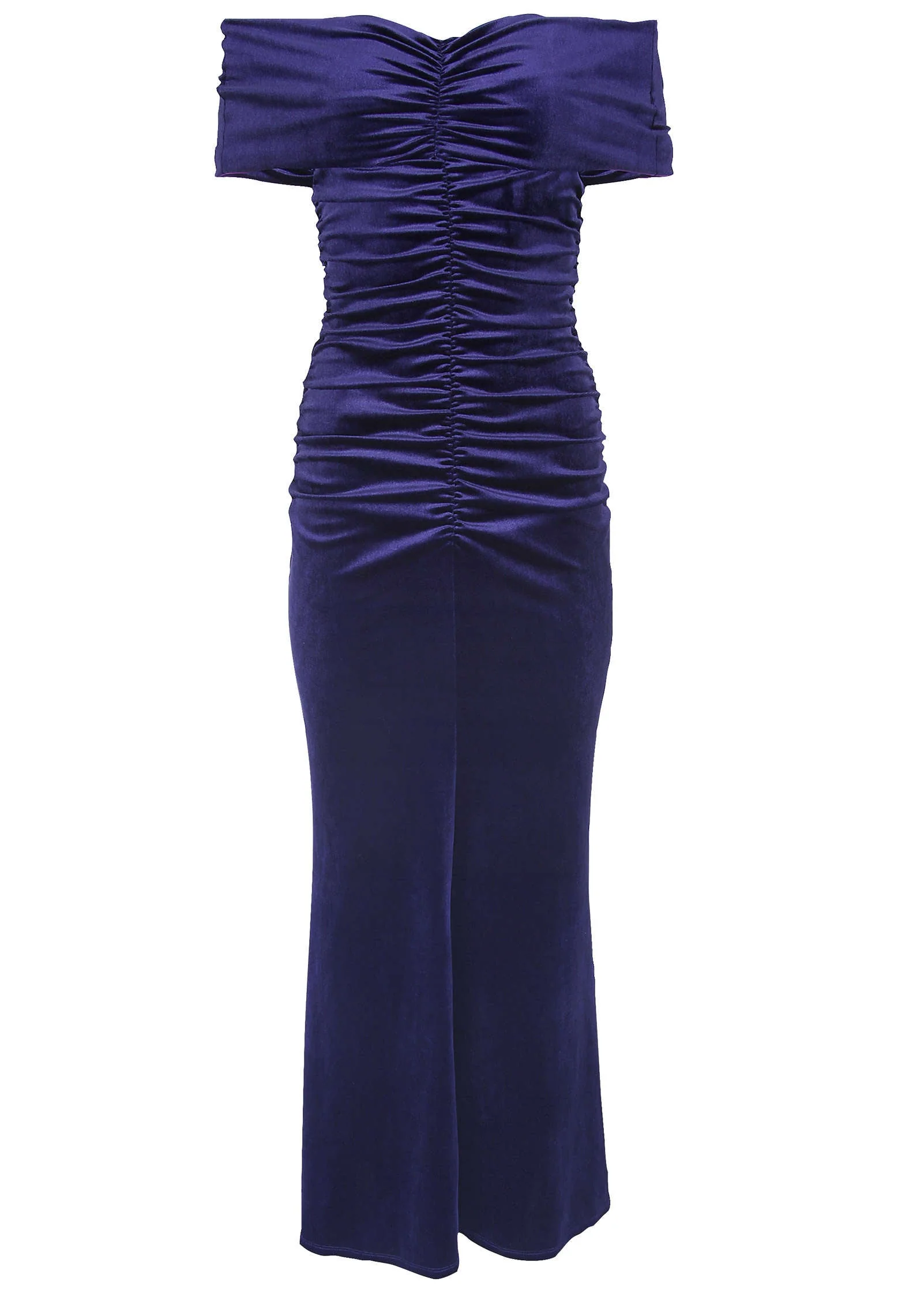 Off-Shoulder Velvet Maxi - Deep Blue - Image 4
