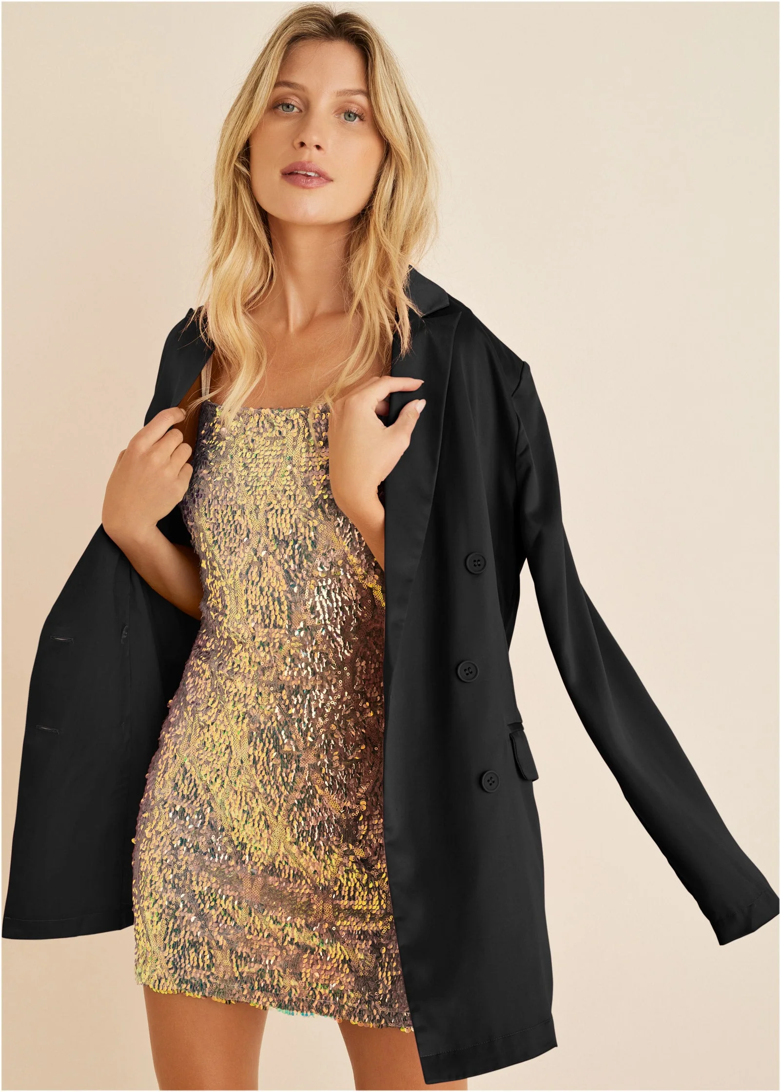 Opulent Sequin Mini Dress - Champagne Multi - Image 6