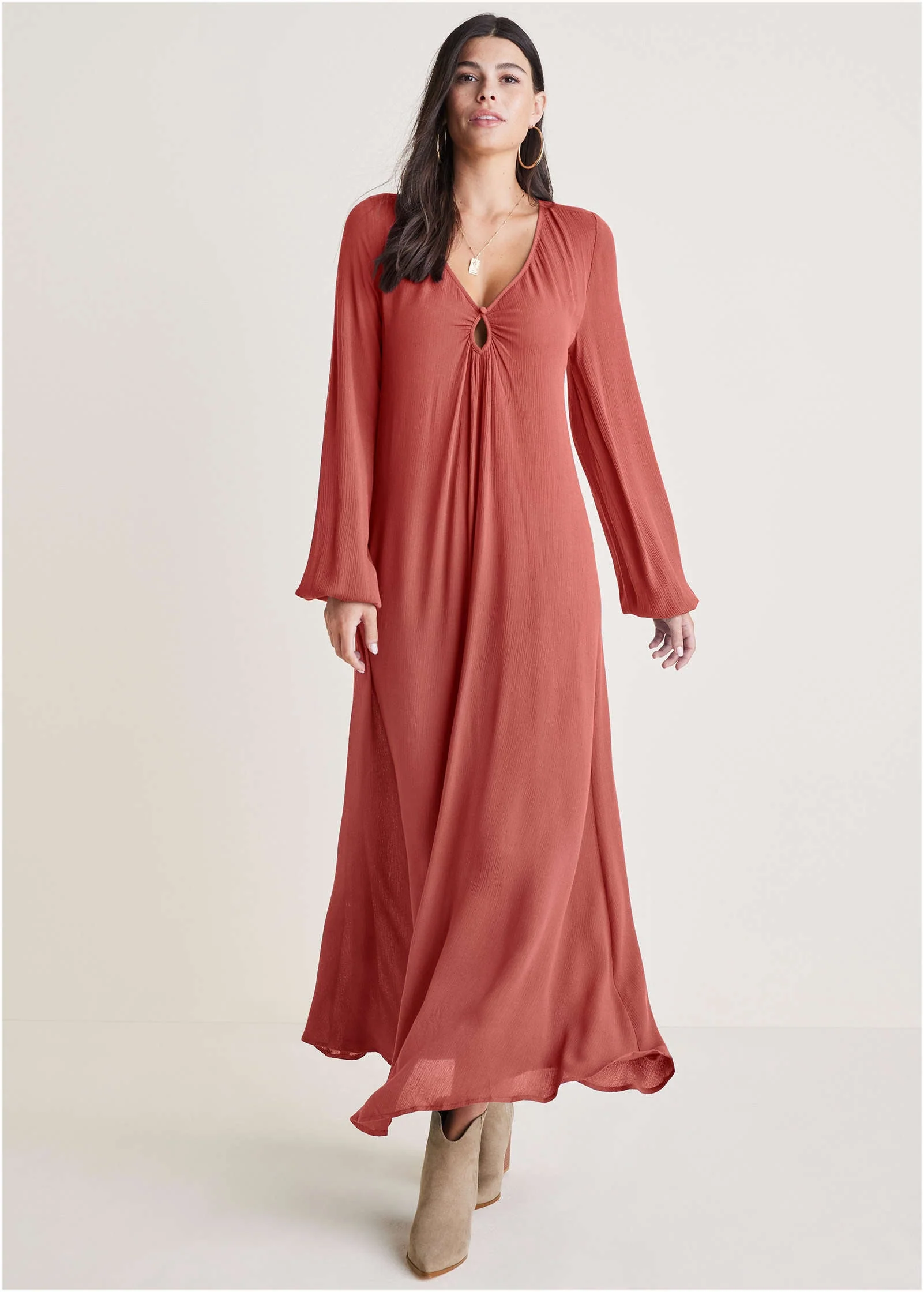 Keyhole Maxi Dress - Mineral Red - Image 3
