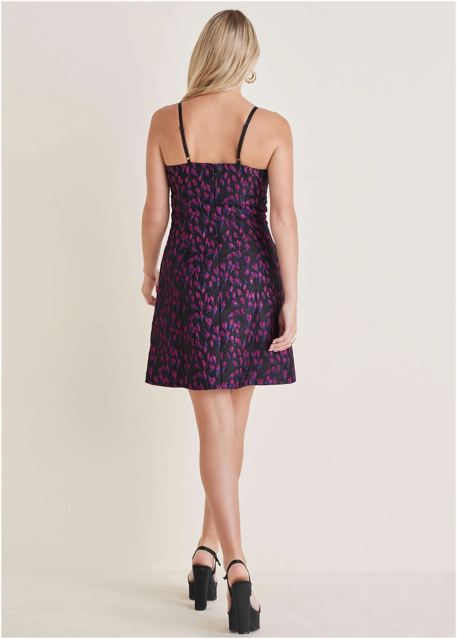 Jacquard A-Line Mini Dress - Blue Multi - Image 6