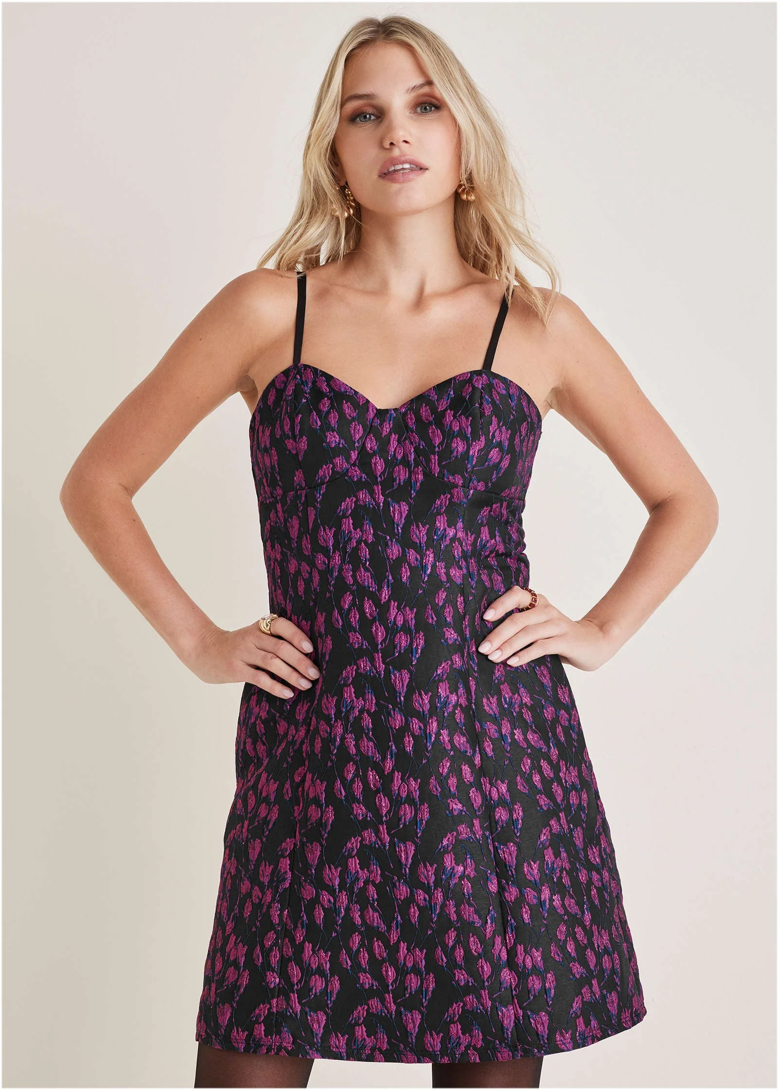 Jacquard A-Line Mini Dress - Blue Multi - Image 7