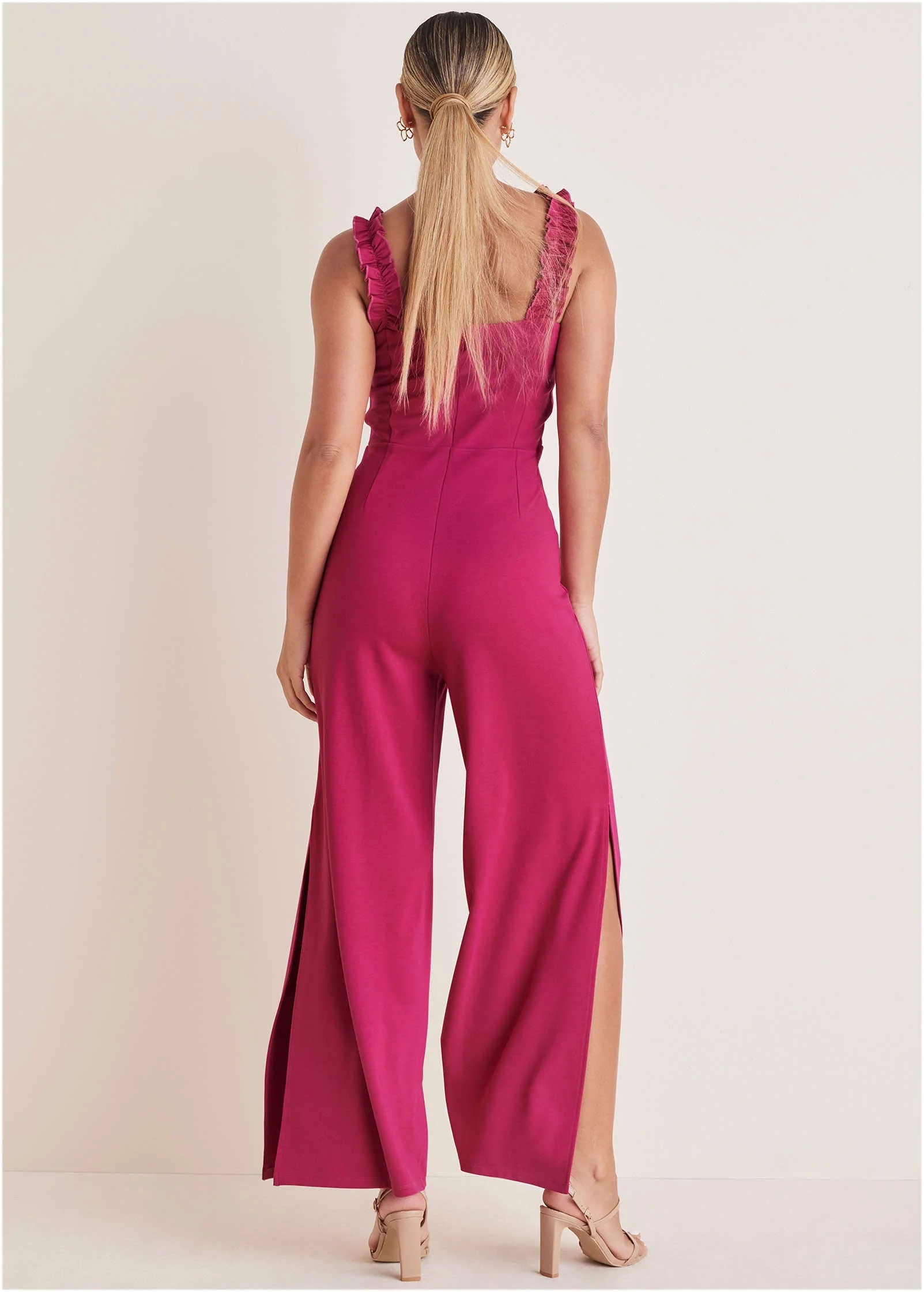 Wide Leg Ponte Jumpsuit - Granita - Image 3