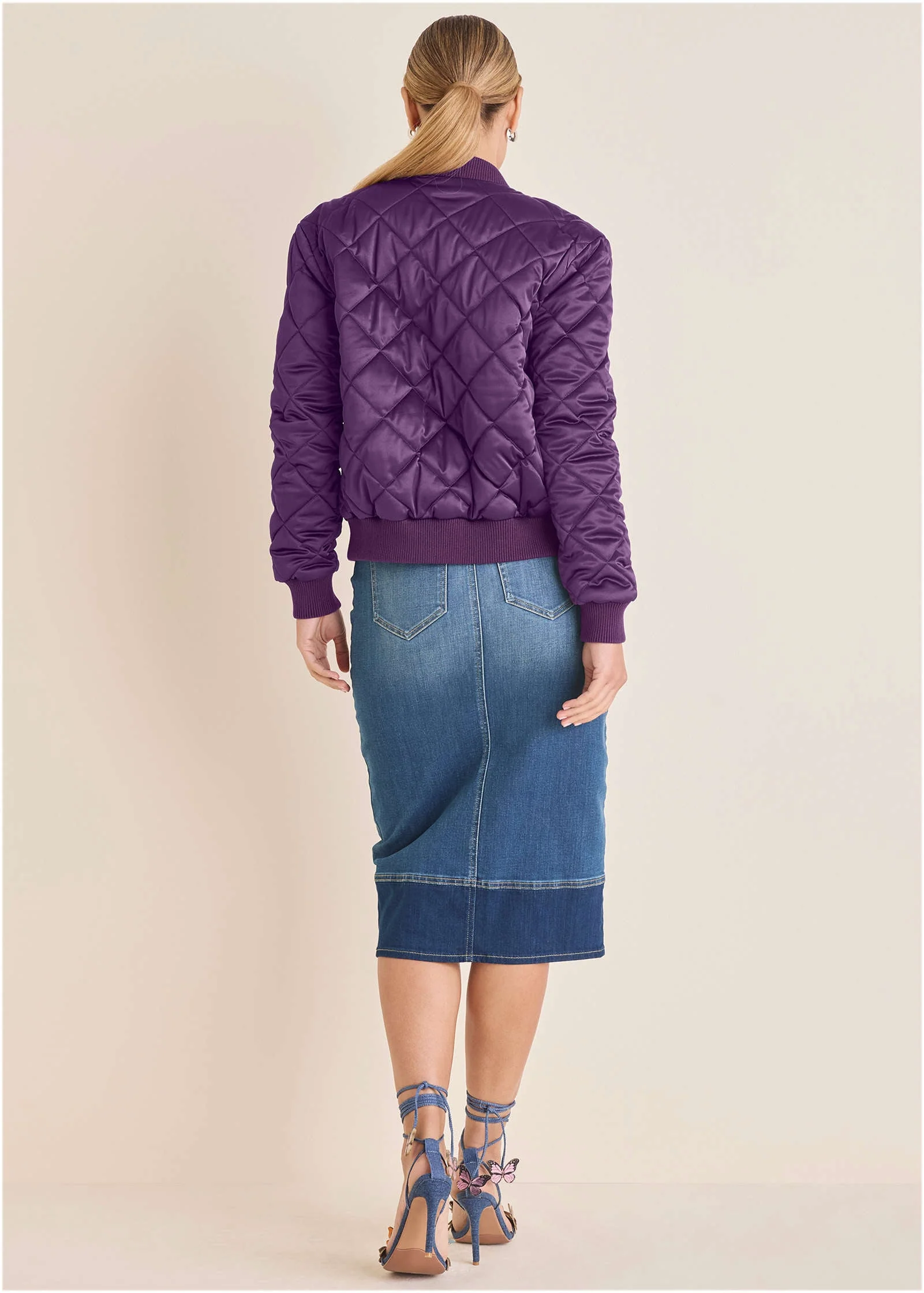Quilted Bomber - Purple - Image 4