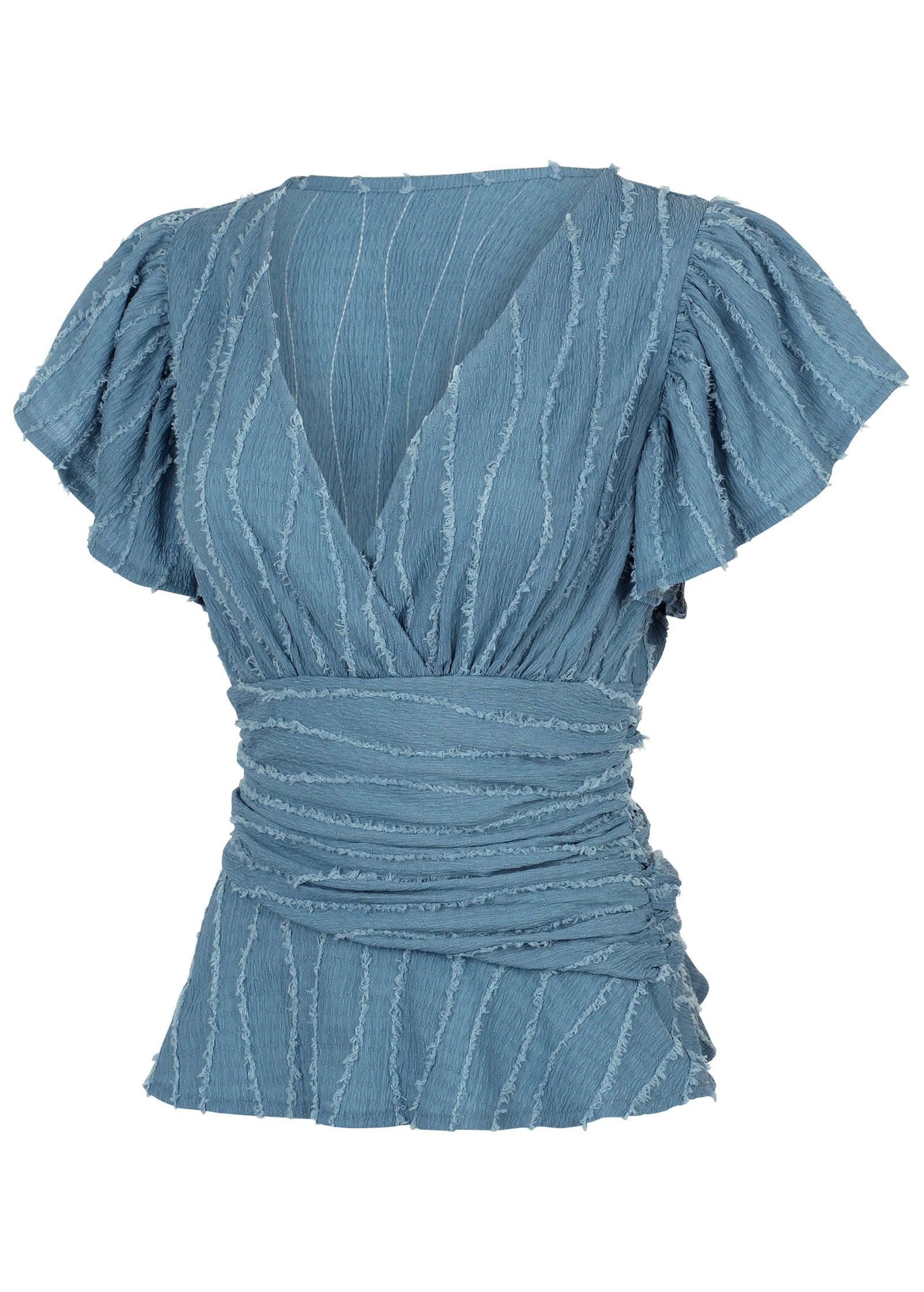 Vineyard Knit Gathered Top - Seaside Blue - Image 4